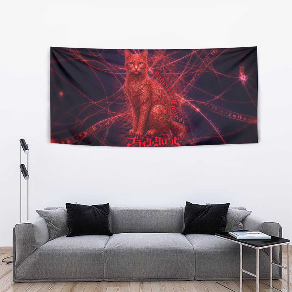 Vanessa Enoteca Black Clover Tapestry Arcane Thread Magic Style with Mystic Red Cat Motif