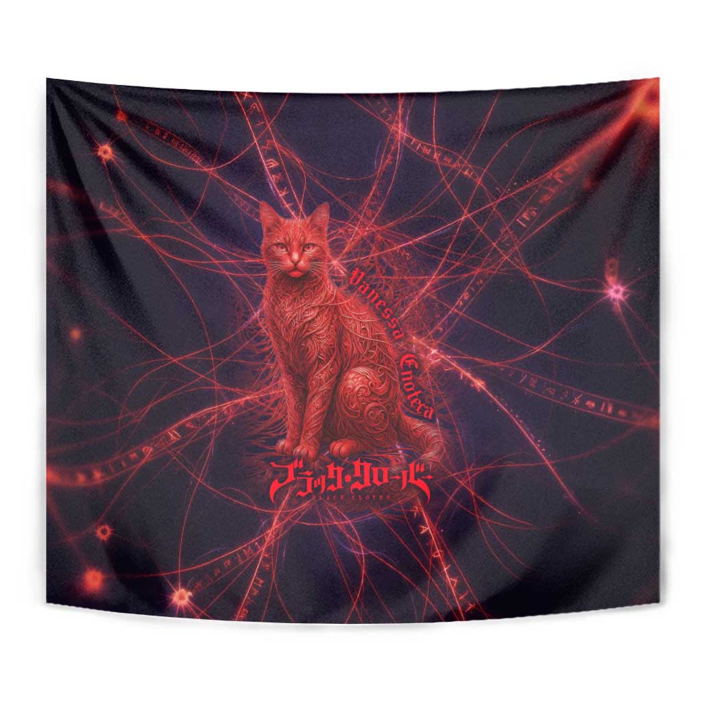 Vanessa Enoteca Black Clover Tapestry Arcane Thread Magic Style with Mystic Red Cat Motif