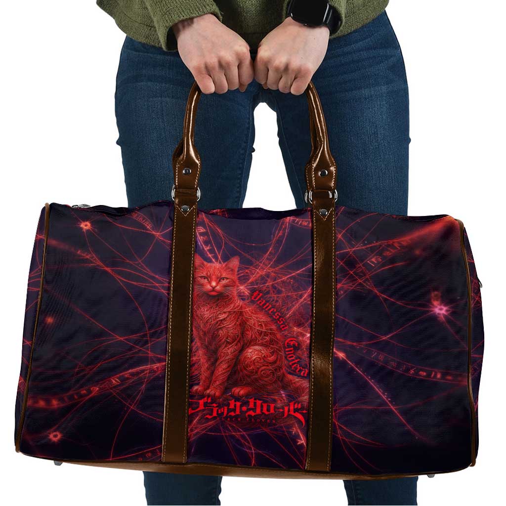 Vanessa Enoteca Black Clover Travel Bag Arcane Thread Magic Style with Mystic Red Cat Motif