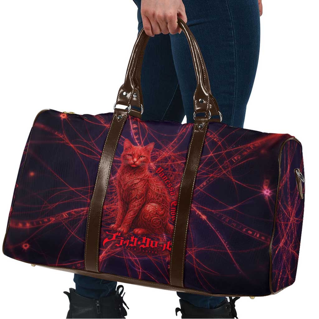 Vanessa Enoteca Black Clover Travel Bag Arcane Thread Magic Style with Mystic Red Cat Motif