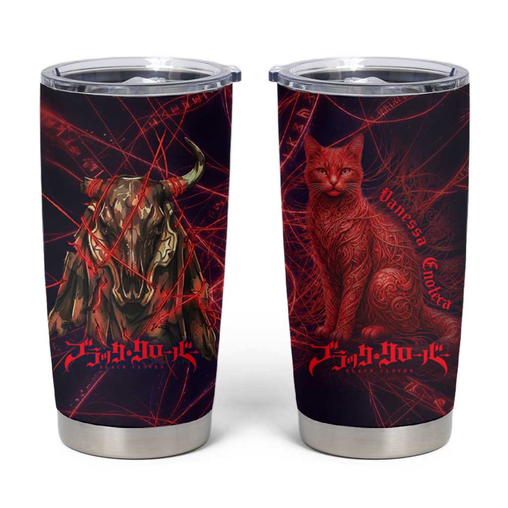 Vanessa Enoteca Black Clover Tumbler Cup Arcane Thread Magic Style with Mystic Red Cat Motif