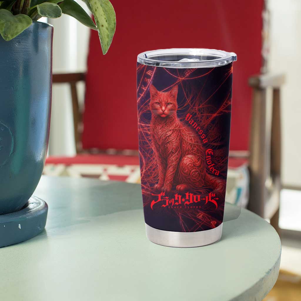 Vanessa Enoteca Black Clover Tumbler Cup Arcane Thread Magic Style with Mystic Red Cat Motif