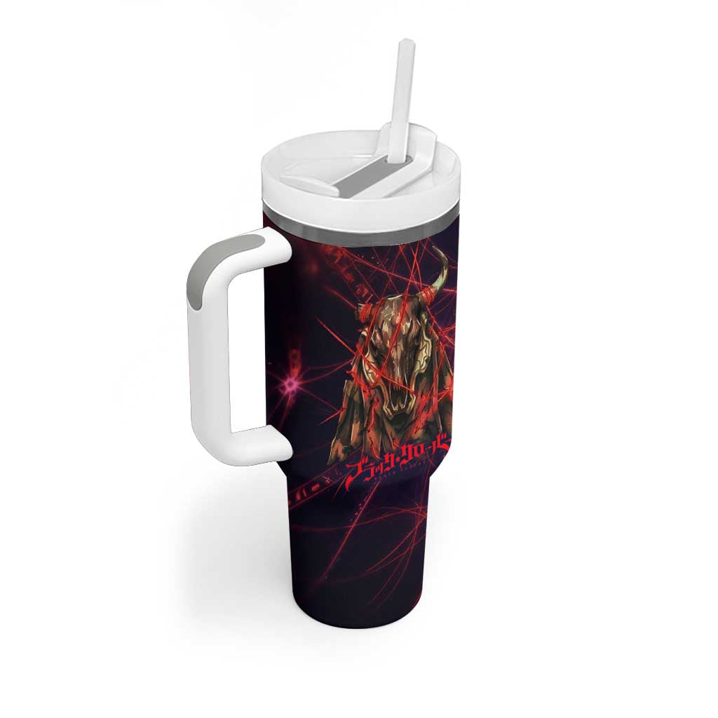 Vanessa Enoteca Black Clover Tumbler With Handle Arcane Thread Magic Style with Mystic Red Cat Motif