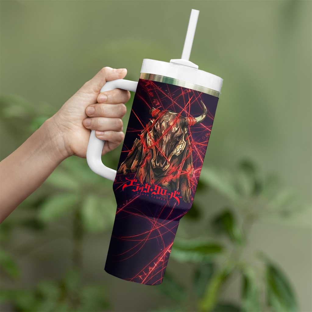 Vanessa Enoteca Black Clover Tumbler With Handle Arcane Thread Magic Style with Mystic Red Cat Motif