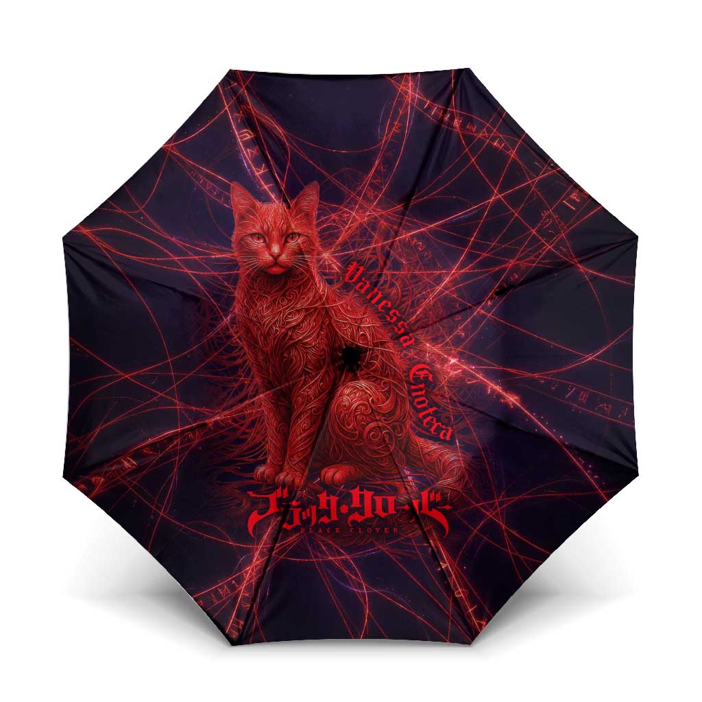 Vanessa Enoteca Black Clover Umbrella Arcane Thread Magic Style with Mystic Red Cat Motif