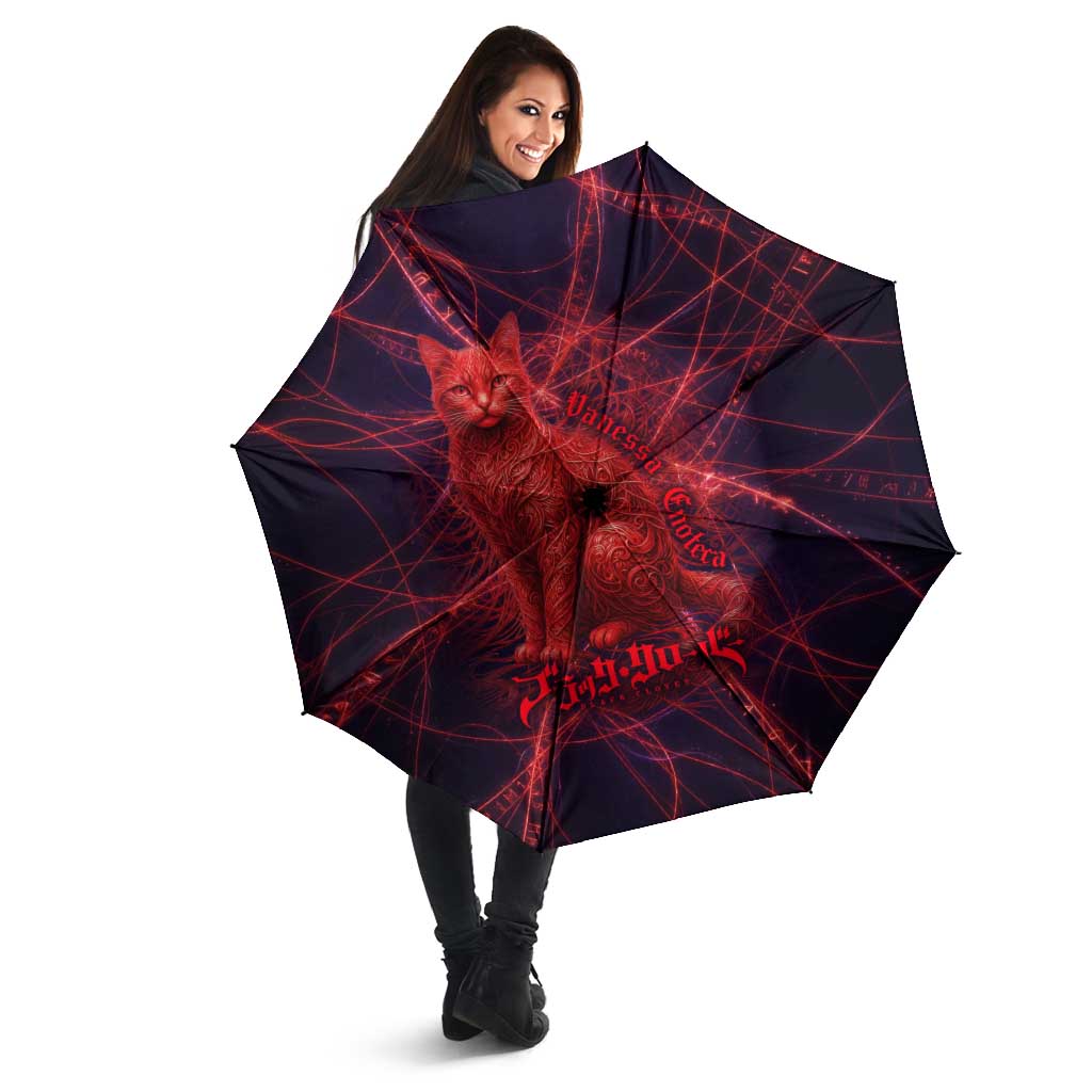 Vanessa Enoteca Black Clover Umbrella Arcane Thread Magic Style with Mystic Red Cat Motif