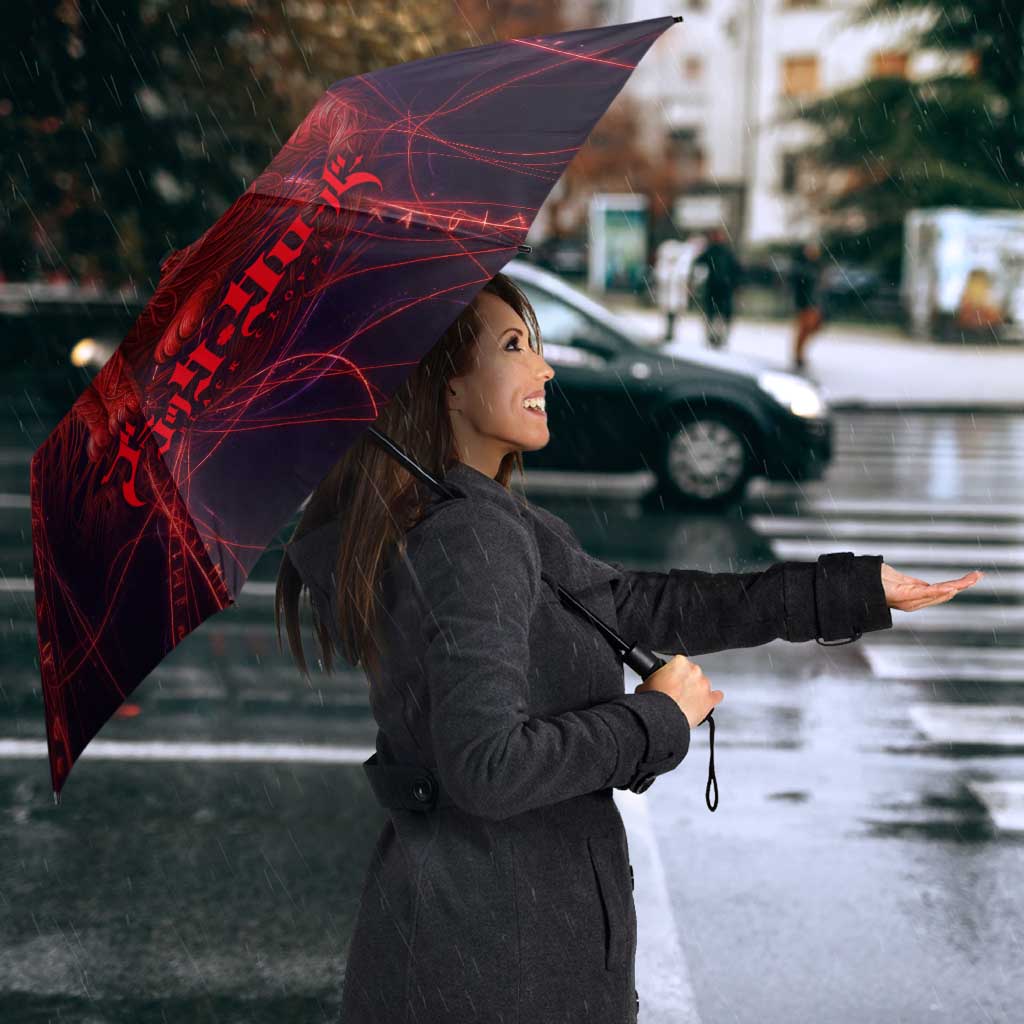 Vanessa Enoteca Black Clover Umbrella Arcane Thread Magic Style with Mystic Red Cat Motif