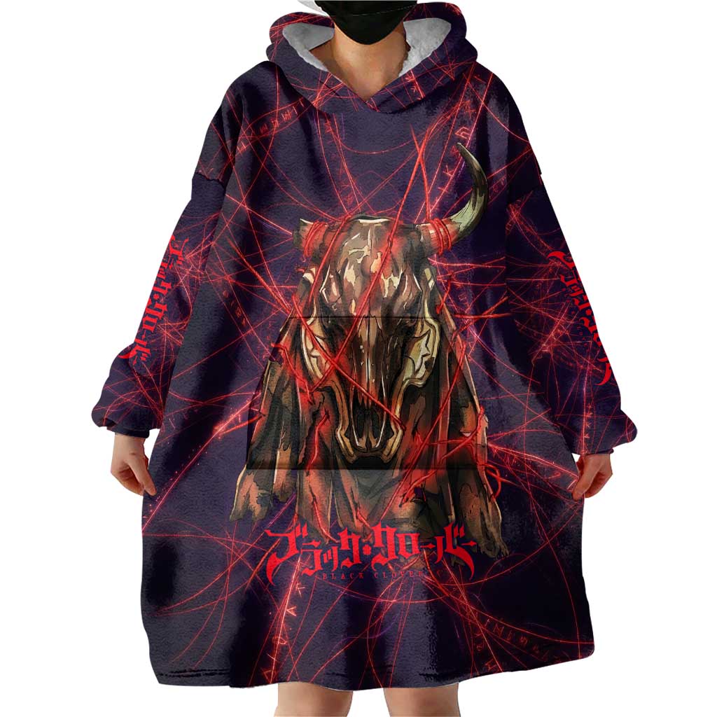 Vanessa Enoteca Black Clover Wearable Blanket Hoodie Arcane Thread Magic Style with Mystic Red Cat Motif
