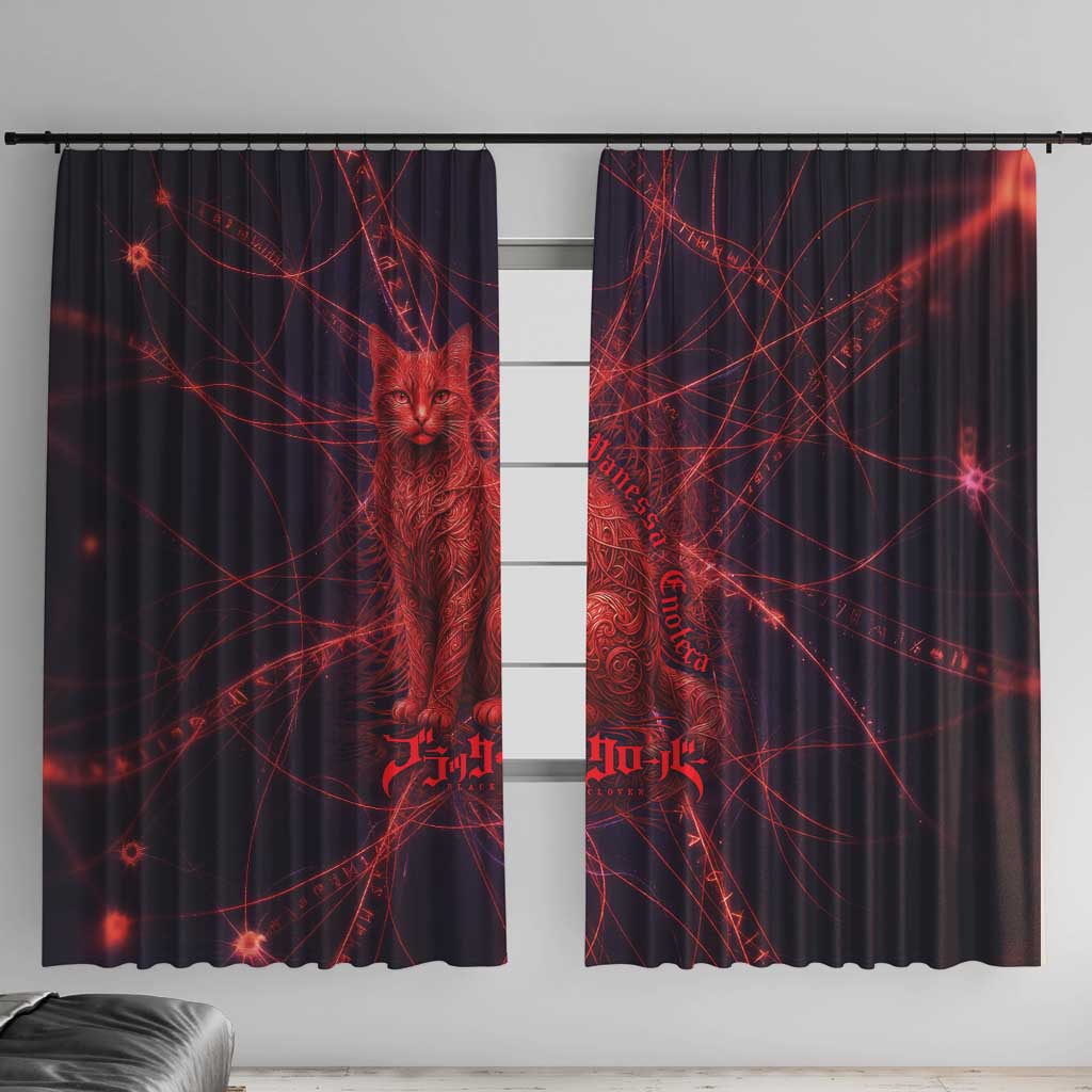 Vanessa Enoteca Black Clover Window Curtain Arcane Thread Magic Style with Mystic Red Cat Motif