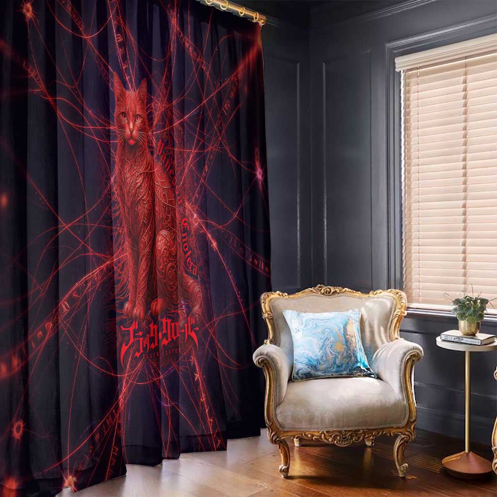 Vanessa Enoteca Black Clover Window Curtain Arcane Thread Magic Style with Mystic Red Cat Motif