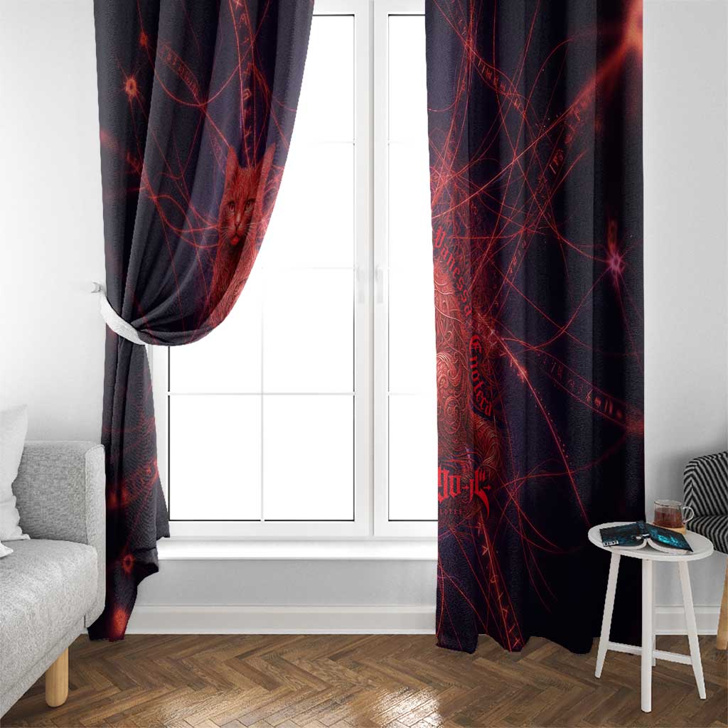 Vanessa Enoteca Black Clover Window Curtain Arcane Thread Magic Style with Mystic Red Cat Motif