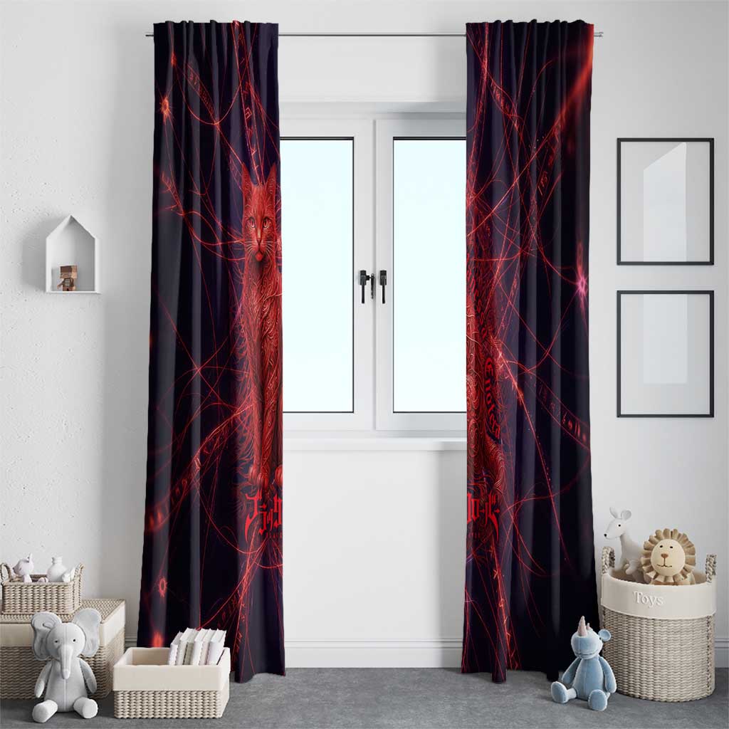 Vanessa Enoteca Black Clover Window Curtain Arcane Thread Magic Style with Mystic Red Cat Motif