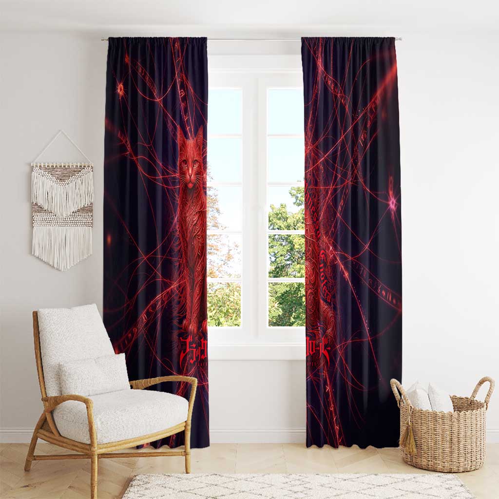 Vanessa Enoteca Black Clover Window Curtain Arcane Thread Magic Style with Mystic Red Cat Motif