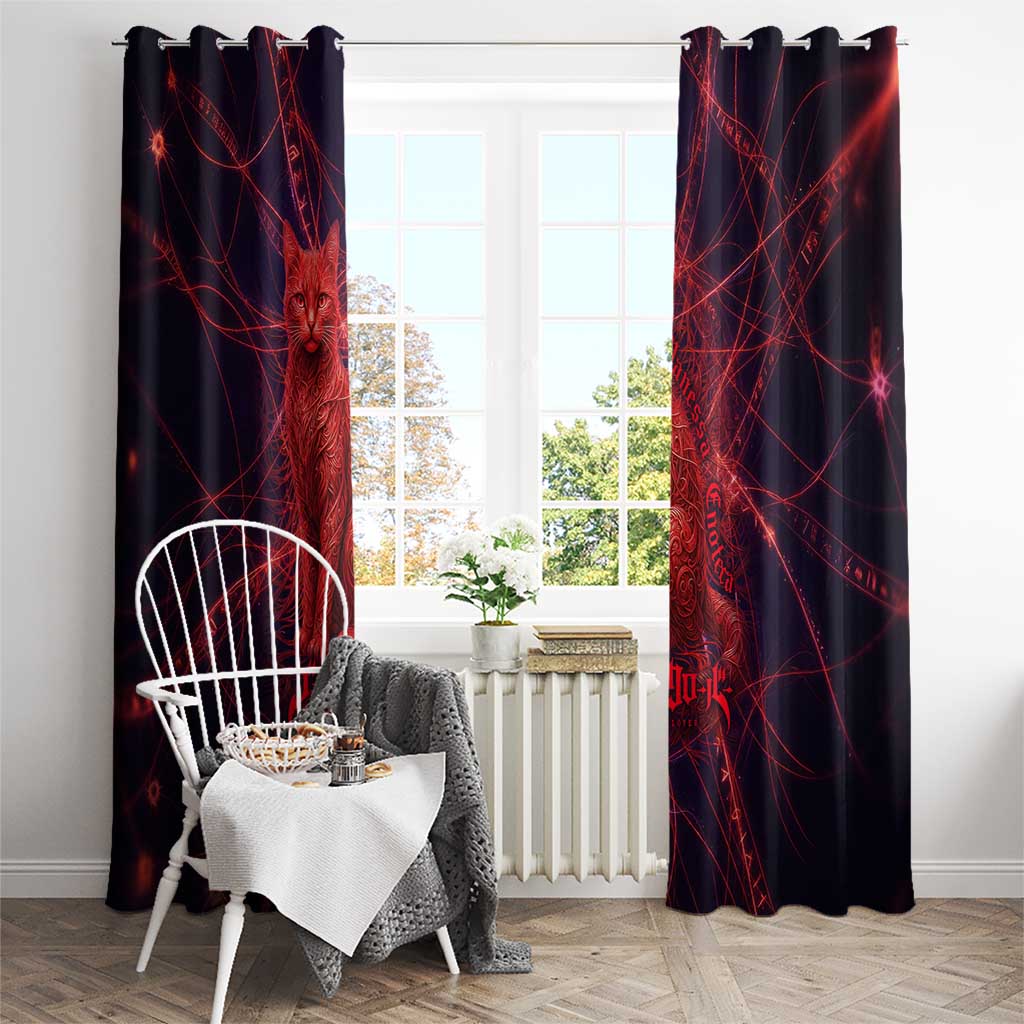 Vanessa Enoteca Black Clover Window Curtain Arcane Thread Magic Style with Mystic Red Cat Motif