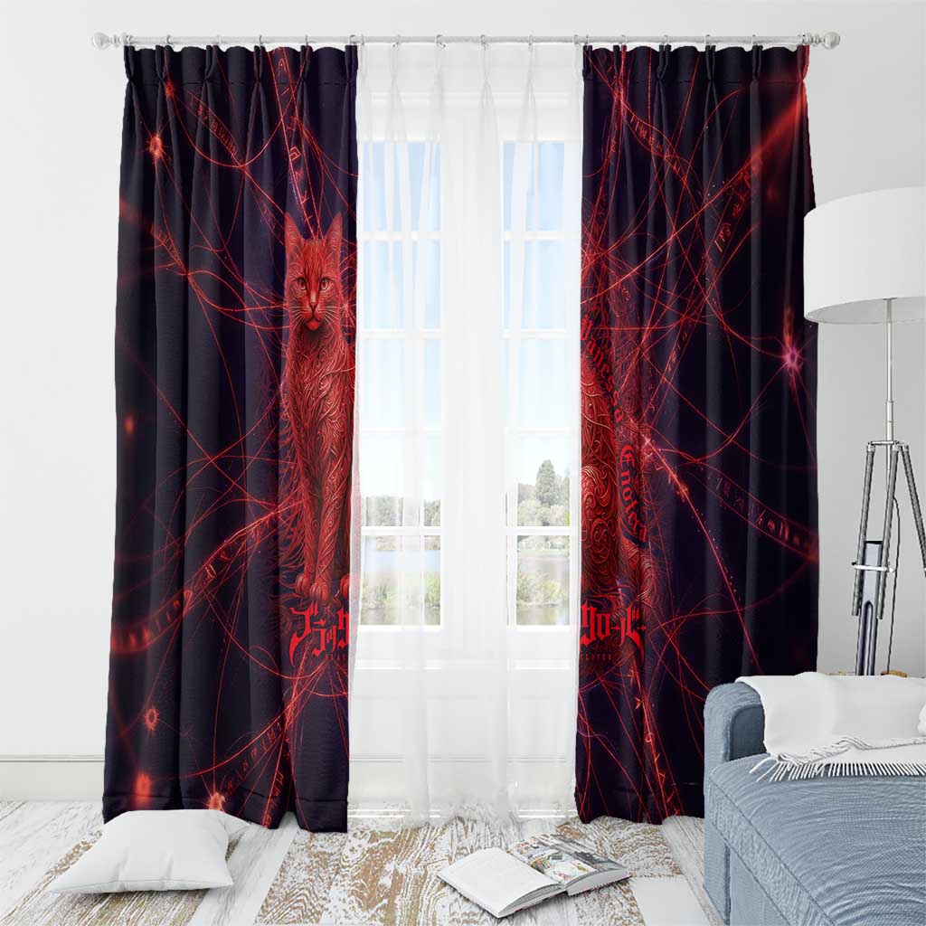 Vanessa Enoteca Black Clover Window Curtain Arcane Thread Magic Style with Mystic Red Cat Motif
