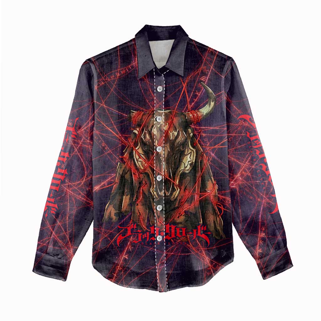 Vanessa Enoteca Black Clover Women Casual Shirt Arcane Thread Magic Style with Mystic Red Cat Motif