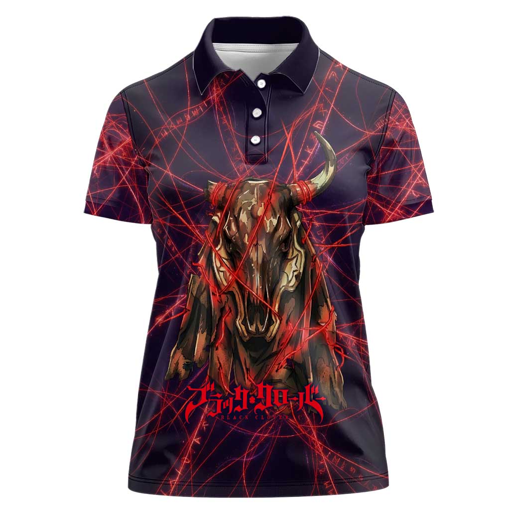Vanessa Enoteca Black Clover Women Polo Shirt Arcane Thread Magic Style with Mystic Red Cat Motif