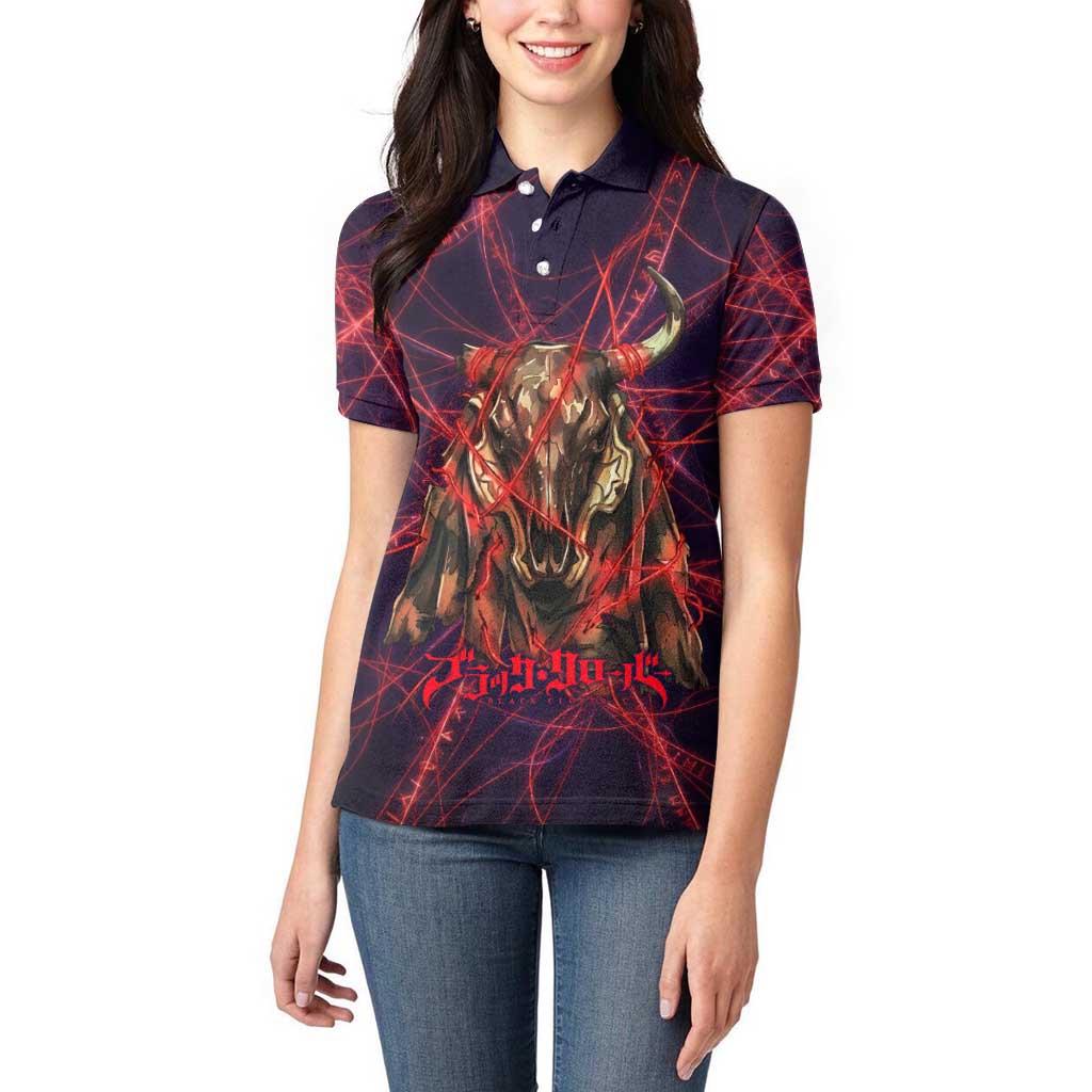 Vanessa Enoteca Black Clover Women Polo Shirt Arcane Thread Magic Style with Mystic Red Cat Motif
