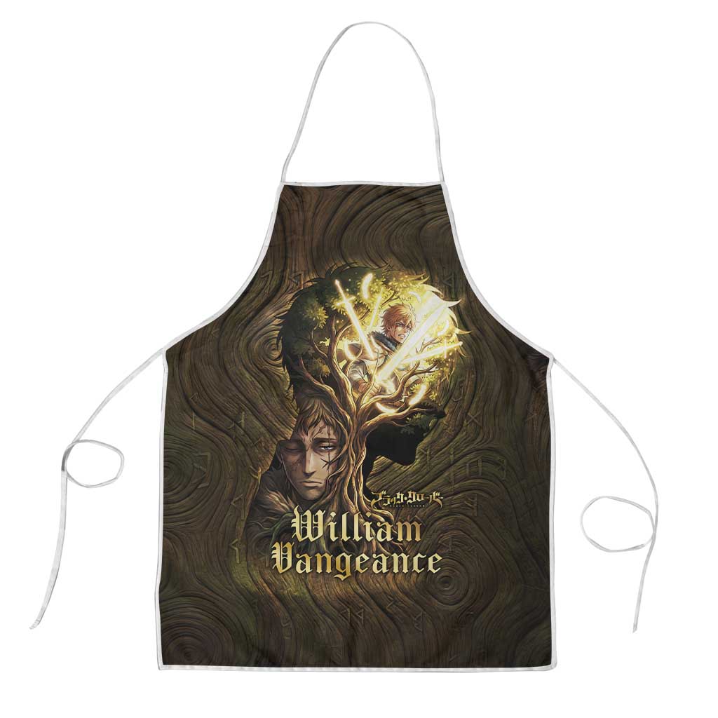 William Vangeance Black Clover Apron Enchanted Woodgrain Style with Duality and Golden Mask Motif