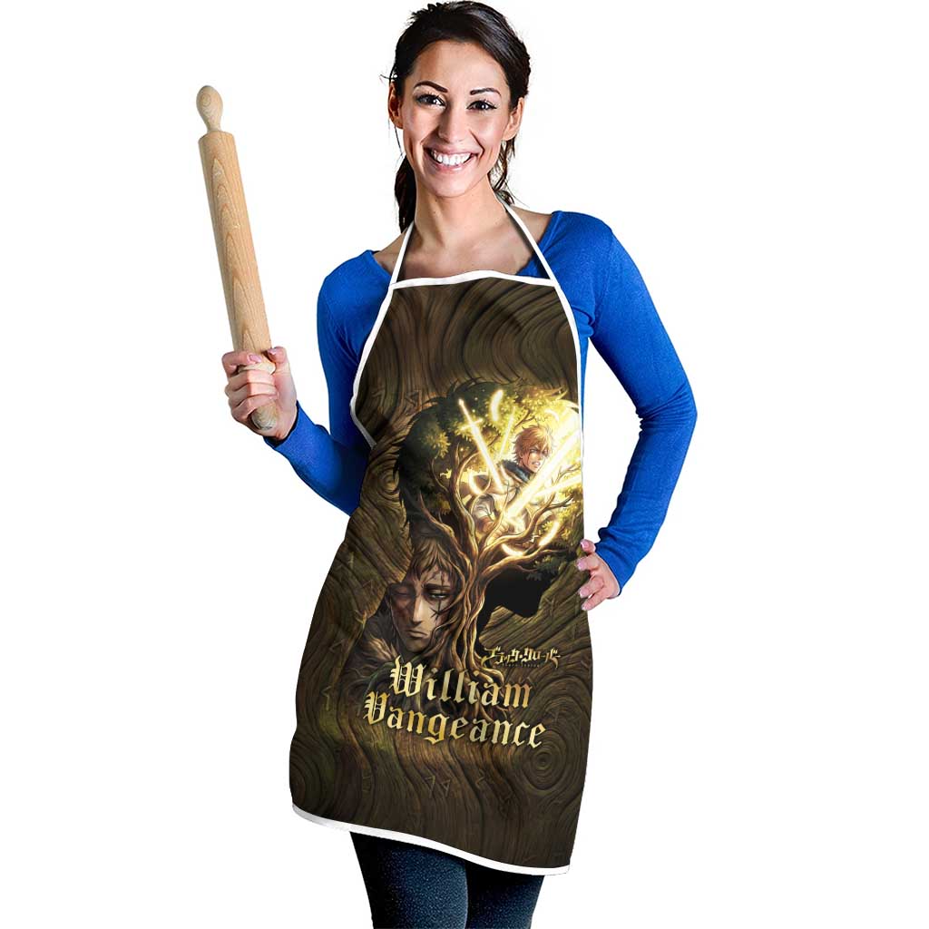 William Vangeance Black Clover Apron Enchanted Woodgrain Style with Duality and Golden Mask Motif