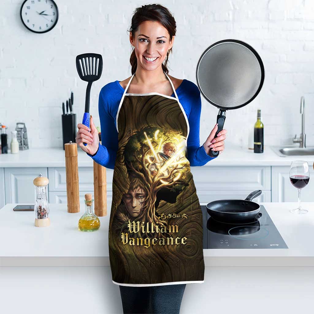 William Vangeance Black Clover Apron Enchanted Woodgrain Style with Duality and Golden Mask Motif