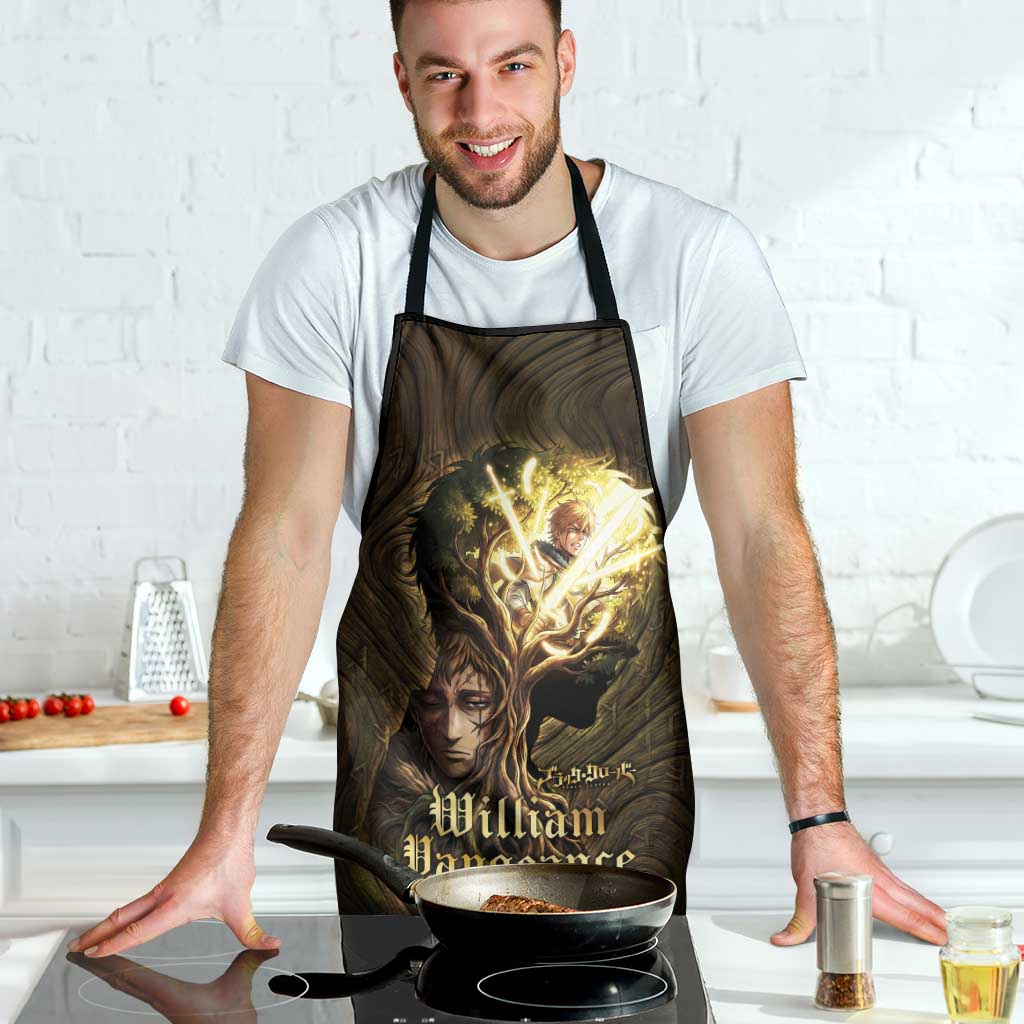 William Vangeance Black Clover Apron Enchanted Woodgrain Style with Duality and Golden Mask Motif