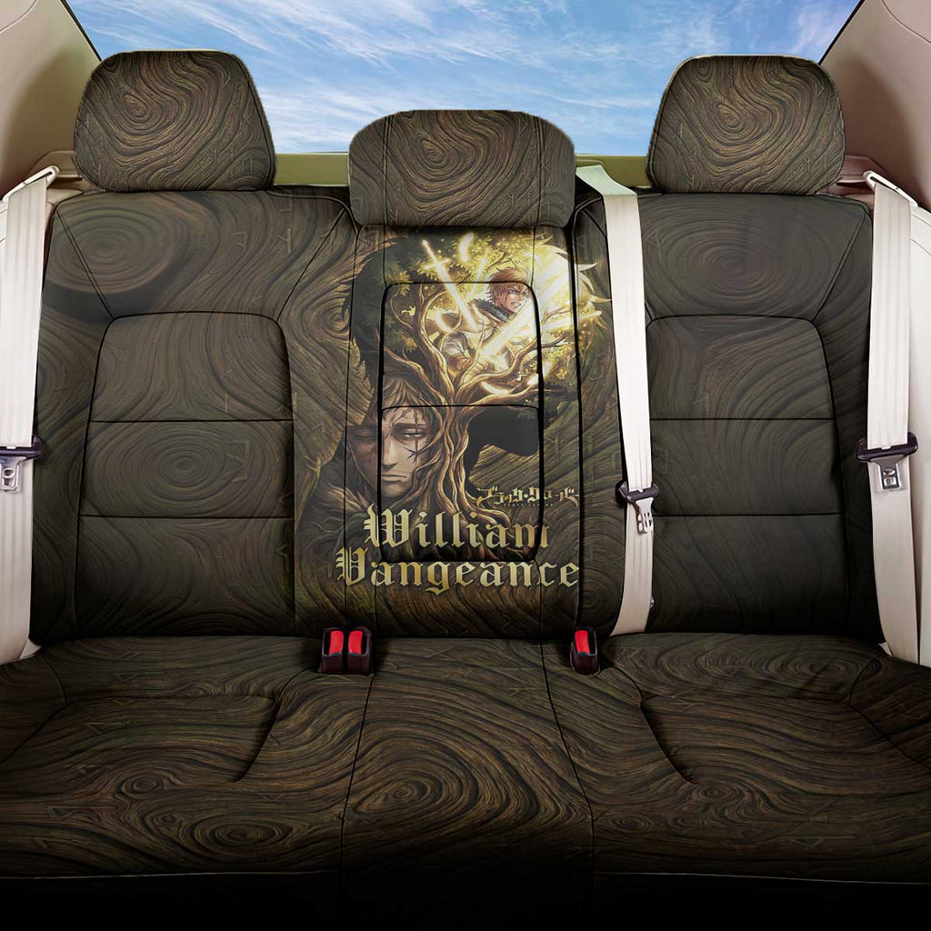 William Vangeance Black Clover Back Car Seat Cover Enchanted Woodgrain Style with Duality and Golden Mask Motif