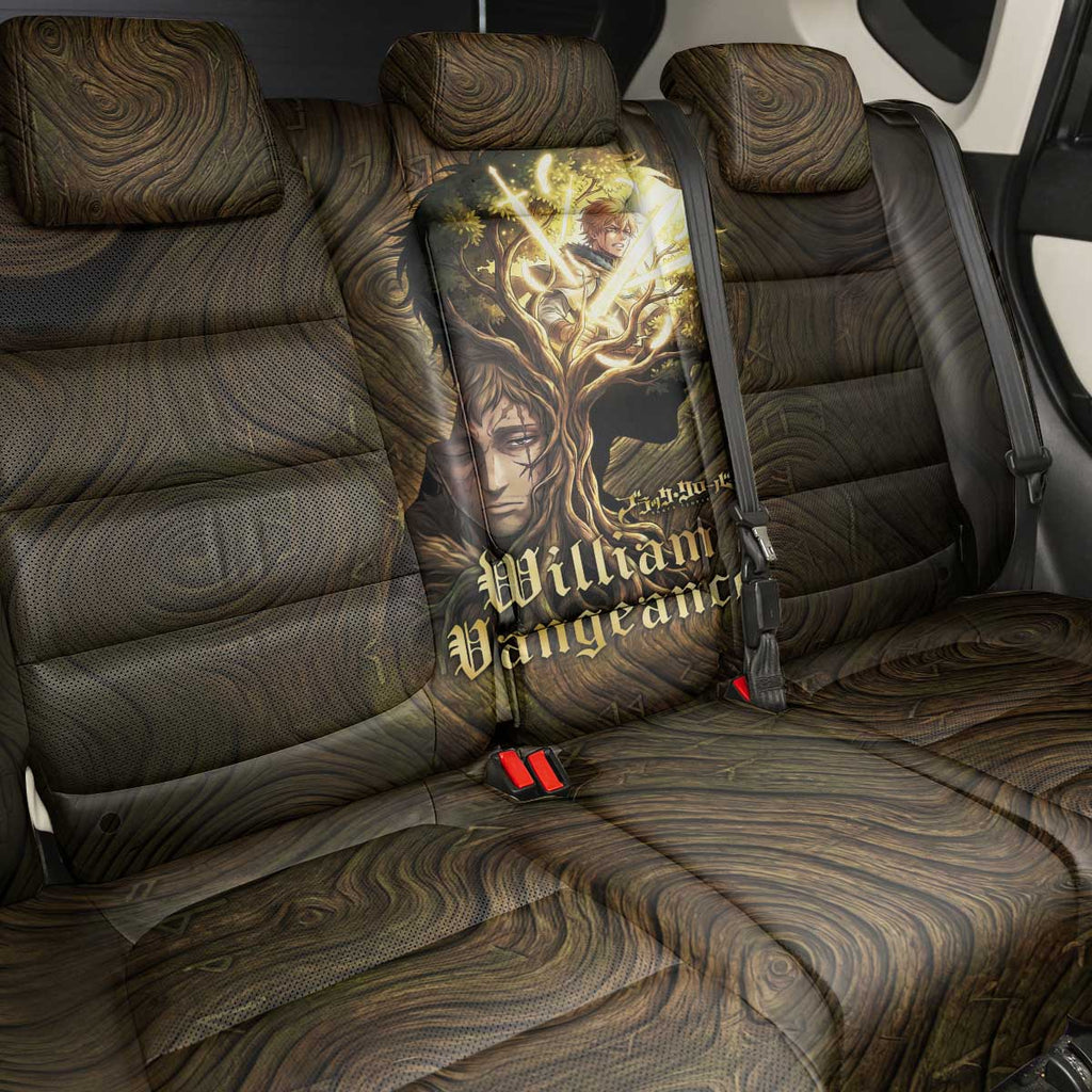 William Vangeance Black Clover Back Car Seat Cover Enchanted Woodgrain Style with Duality and Golden Mask Motif
