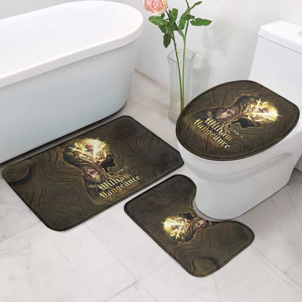 William Vangeance Black Clover Bathroom Set Enchanted Woodgrain Style with Duality and Golden Mask Motif