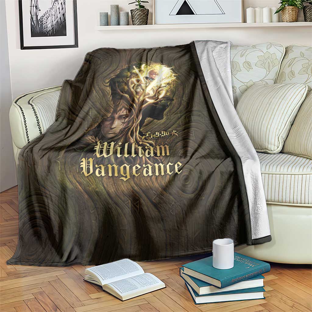 William Vangeance Black Clover Blanket Enchanted Woodgrain Style with Duality and Golden Mask Motif
