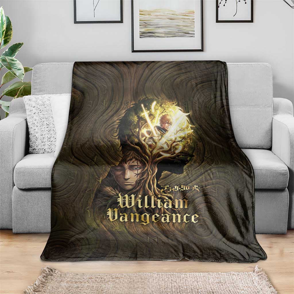 William Vangeance Black Clover Blanket Enchanted Woodgrain Style with Duality and Golden Mask Motif