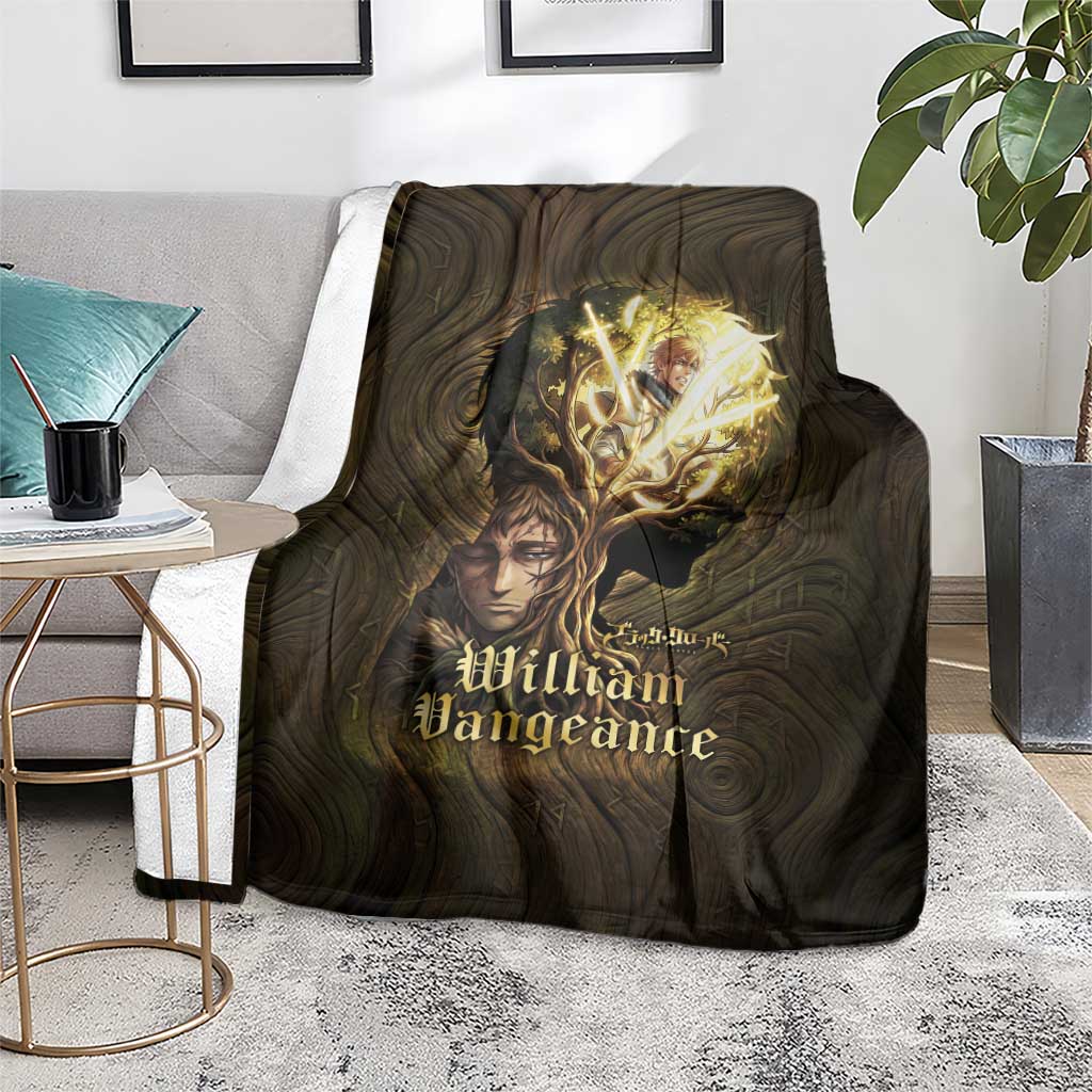 William Vangeance Black Clover Blanket Enchanted Woodgrain Style with Duality and Golden Mask Motif