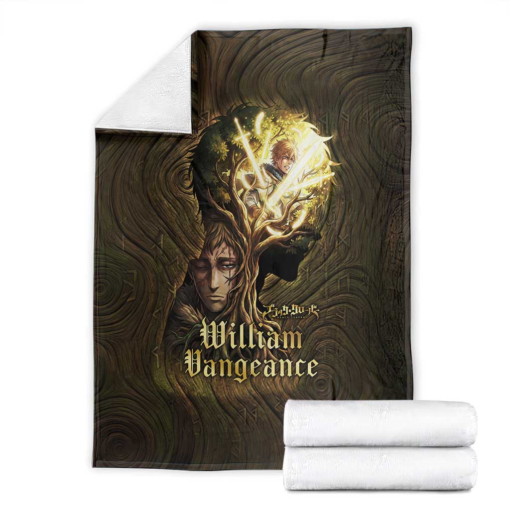 William Vangeance Black Clover Blanket Enchanted Woodgrain Style with Duality and Golden Mask Motif