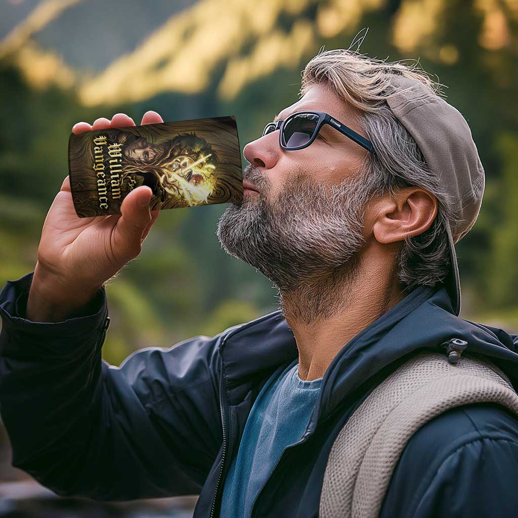 William Vangeance Black Clover 4 in 1 Can Cooler Tumbler Enchanted Woodgrain Style with Duality and Golden Mask Motif