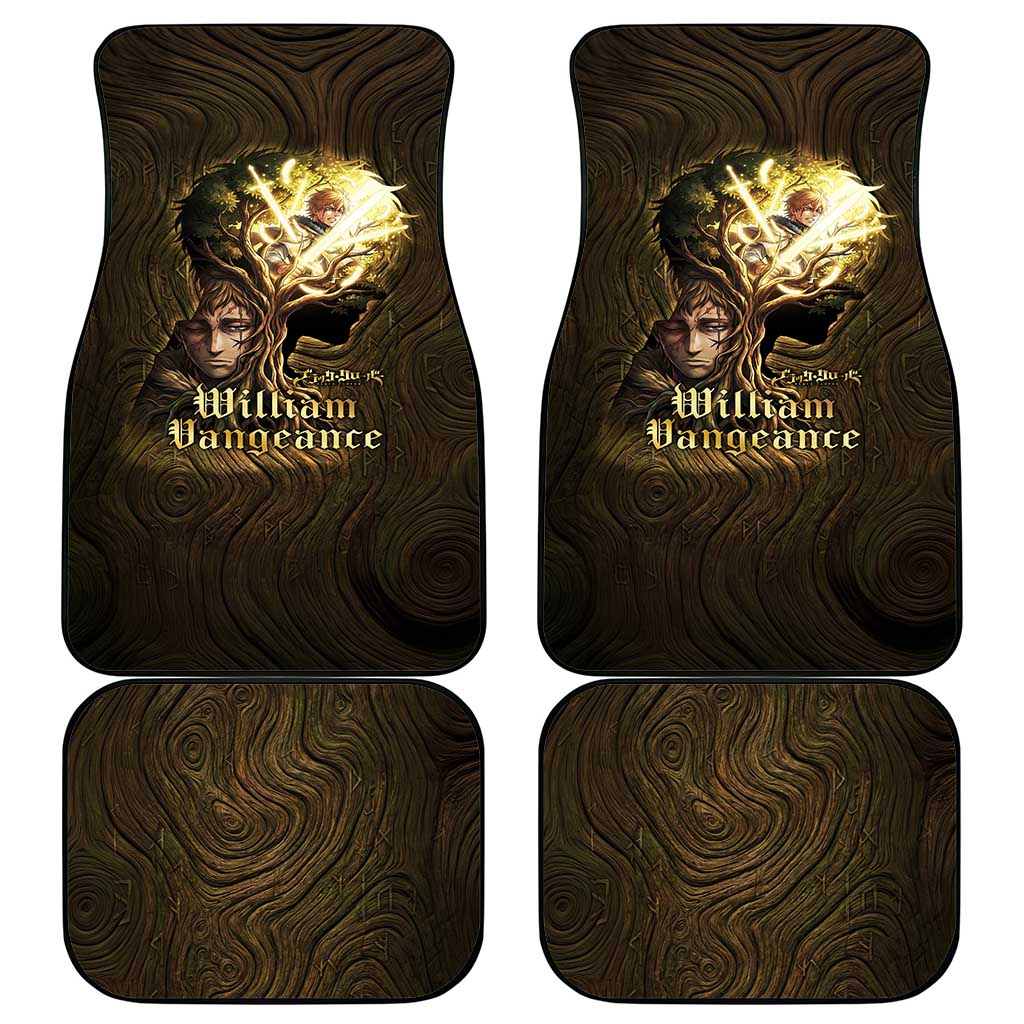 William Vangeance Black Clover Car Mats Enchanted Woodgrain Style with Duality and Golden Mask Motif