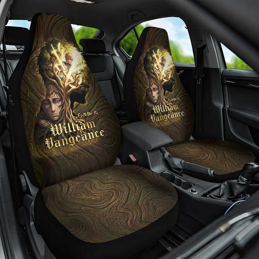 William Vangeance Black Clover Car Seat Cover Enchanted Woodgrain Style with Duality and Golden Mask Motif