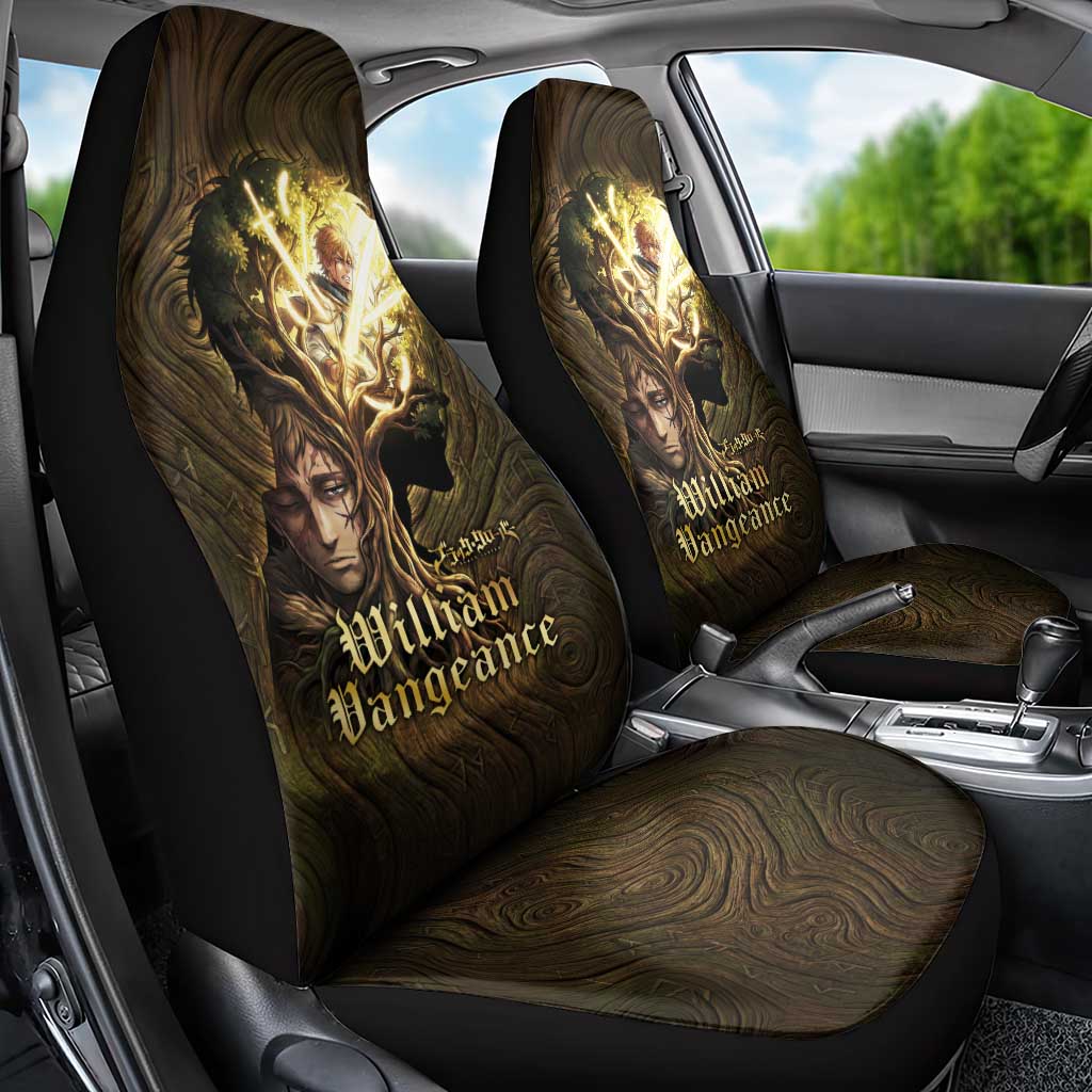 William Vangeance Black Clover Car Seat Cover Enchanted Woodgrain Style with Duality and Golden Mask Motif