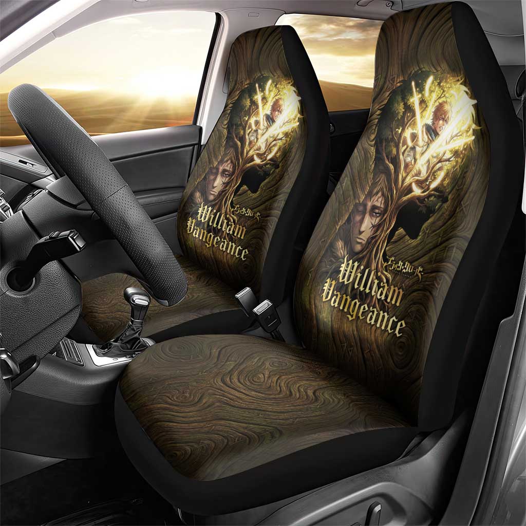 William Vangeance Black Clover Car Seat Cover Enchanted Woodgrain Style with Duality and Golden Mask Motif