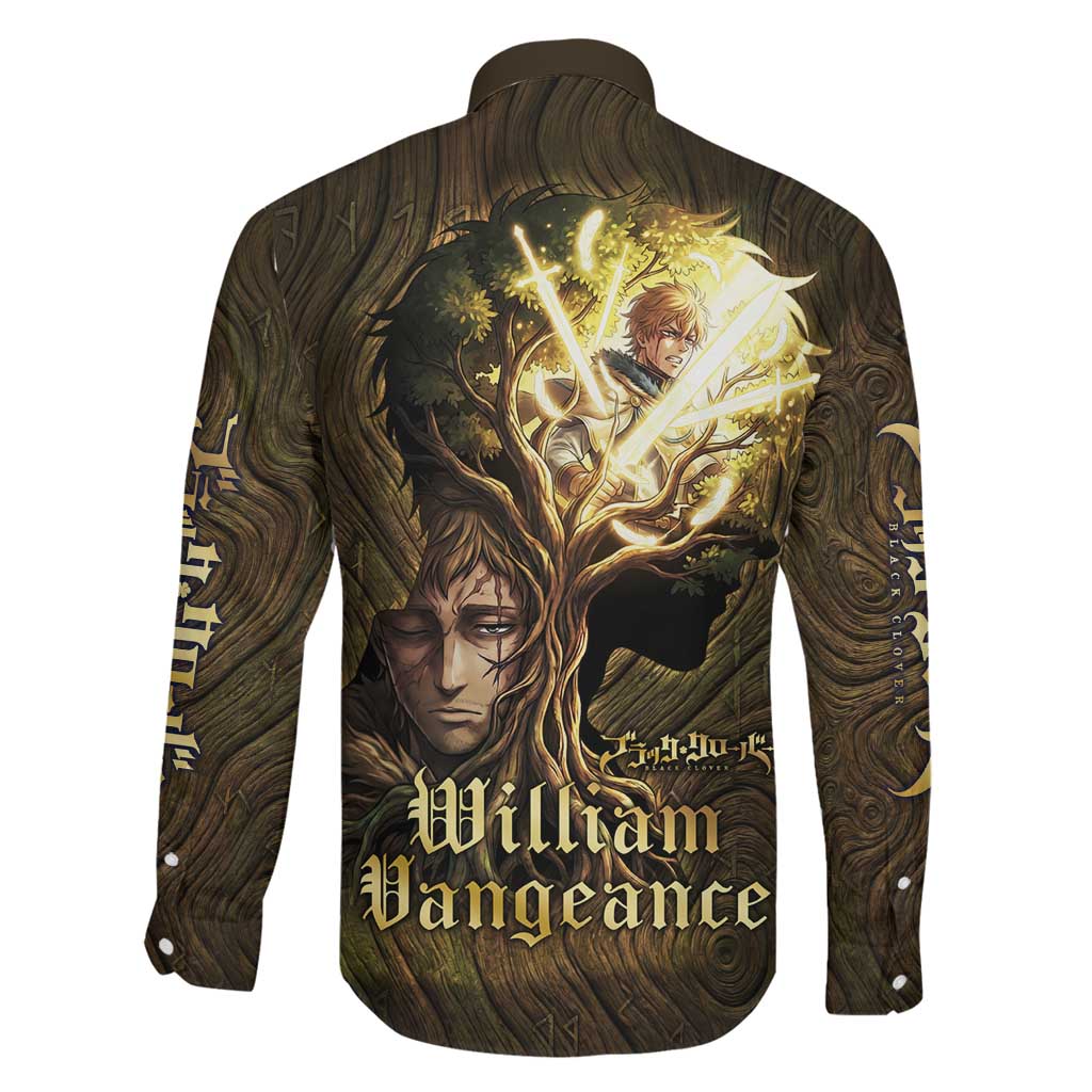 William Vangeance Black Clover Family Matching Off Shoulder Short Dress and Hawaiian Shirt Enchanted Woodgrain Style with Duality and Golden Mask Motif