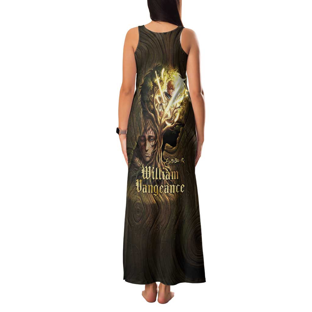 William Vangeance Black Clover Family Matching Tank Maxi Dress and Hawaiian Shirt Enchanted Woodgrain Style with Duality and Golden Mask Motif