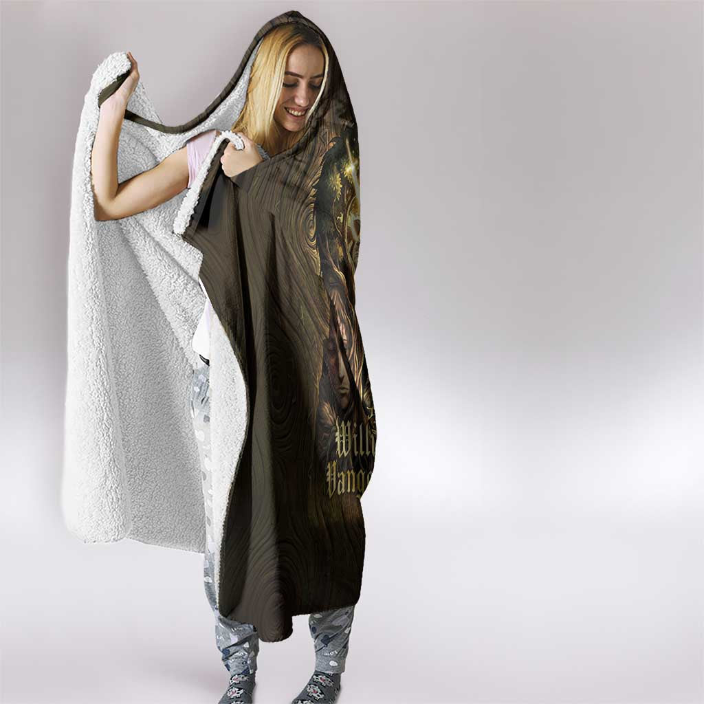 William Vangeance Black Clover Hooded Blanket Enchanted Woodgrain Style with Duality and Golden Mask Motif