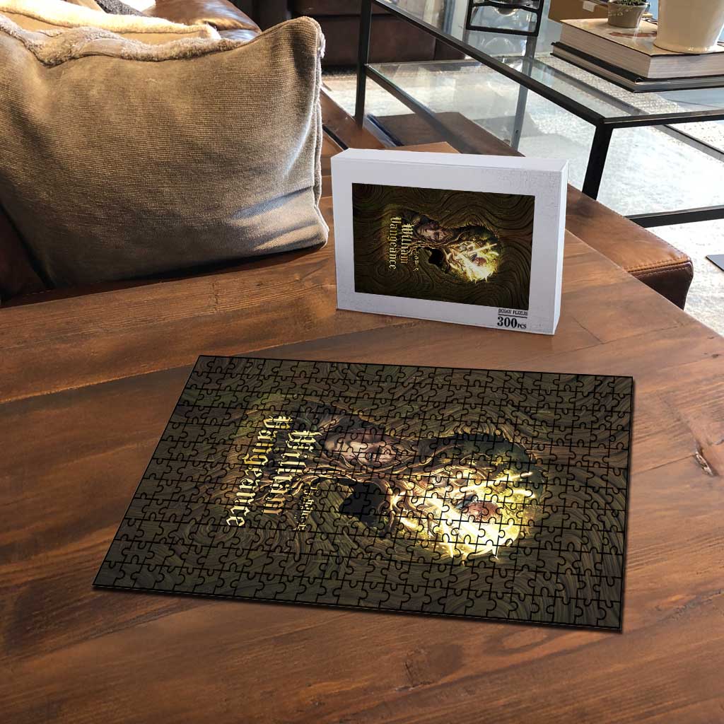 William Vangeance Black Clover Puzzle Enchanted Woodgrain Style with Duality and Golden Mask Motif