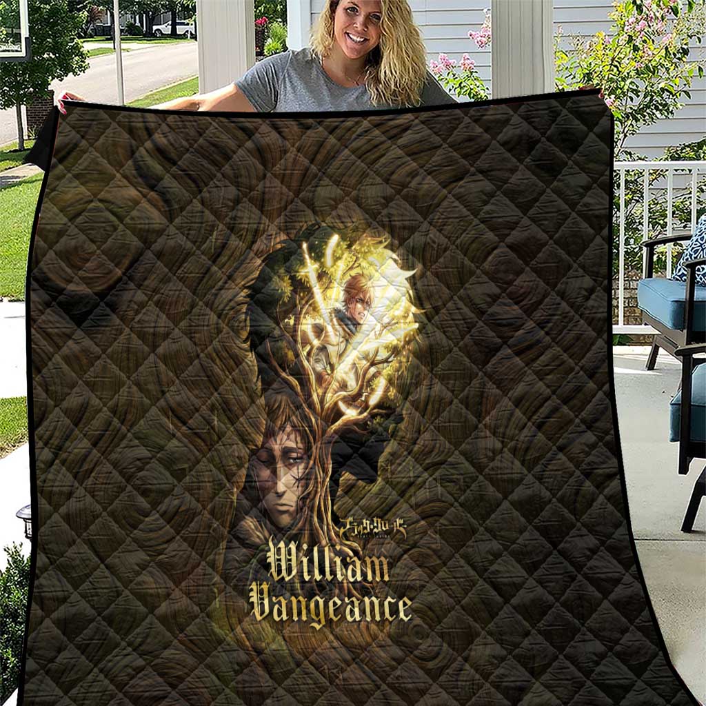 William Vangeance Black Clover Quilt Enchanted Woodgrain Style with Duality and Golden Mask Motif