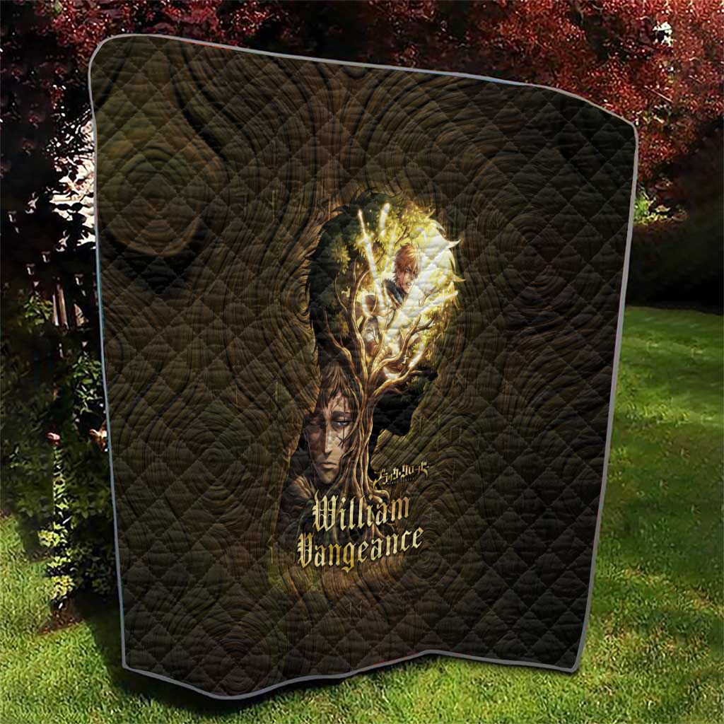 William Vangeance Black Clover Quilt Enchanted Woodgrain Style with Duality and Golden Mask Motif
