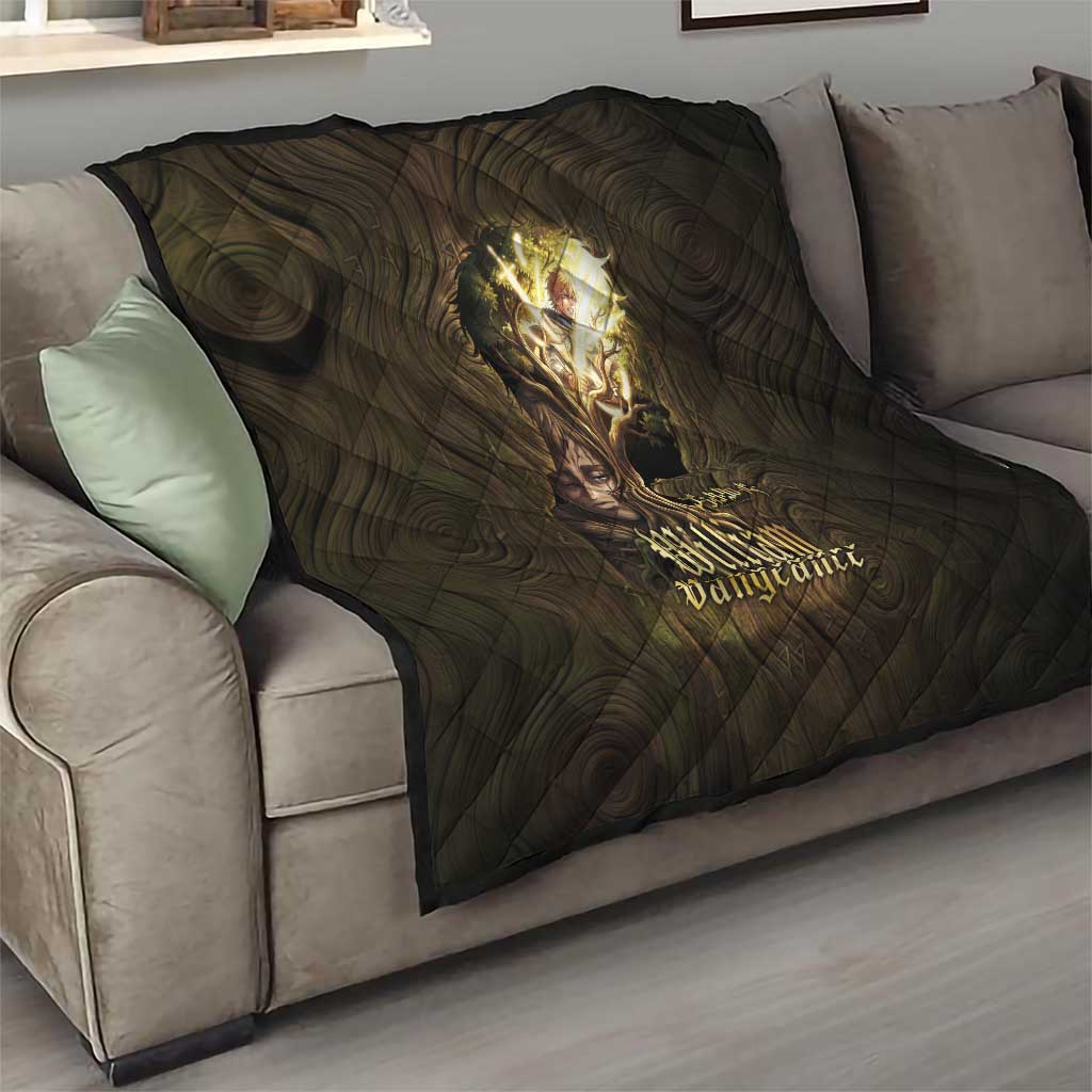 William Vangeance Black Clover Quilt Enchanted Woodgrain Style with Duality and Golden Mask Motif