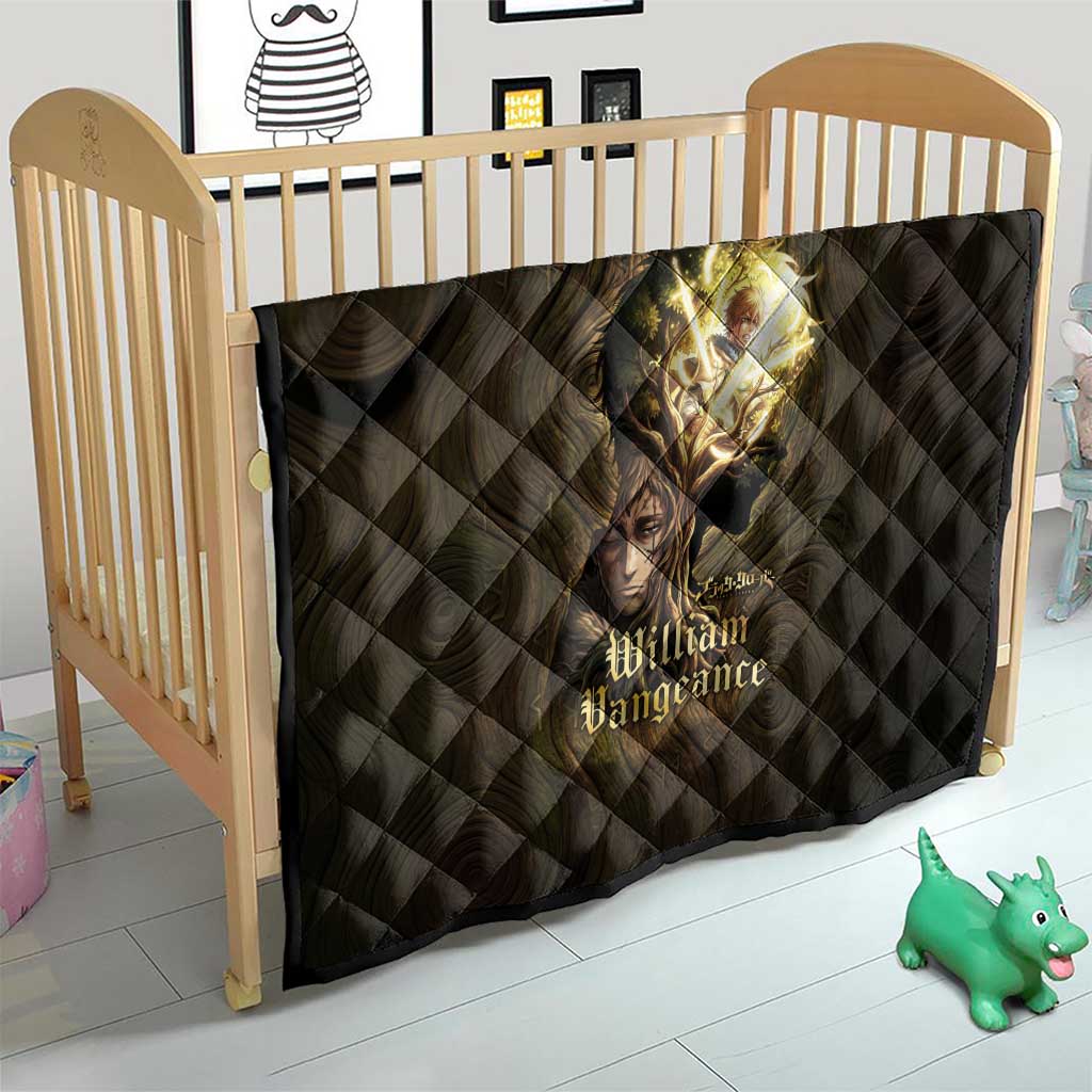 William Vangeance Black Clover Quilt Enchanted Woodgrain Style with Duality and Golden Mask Motif