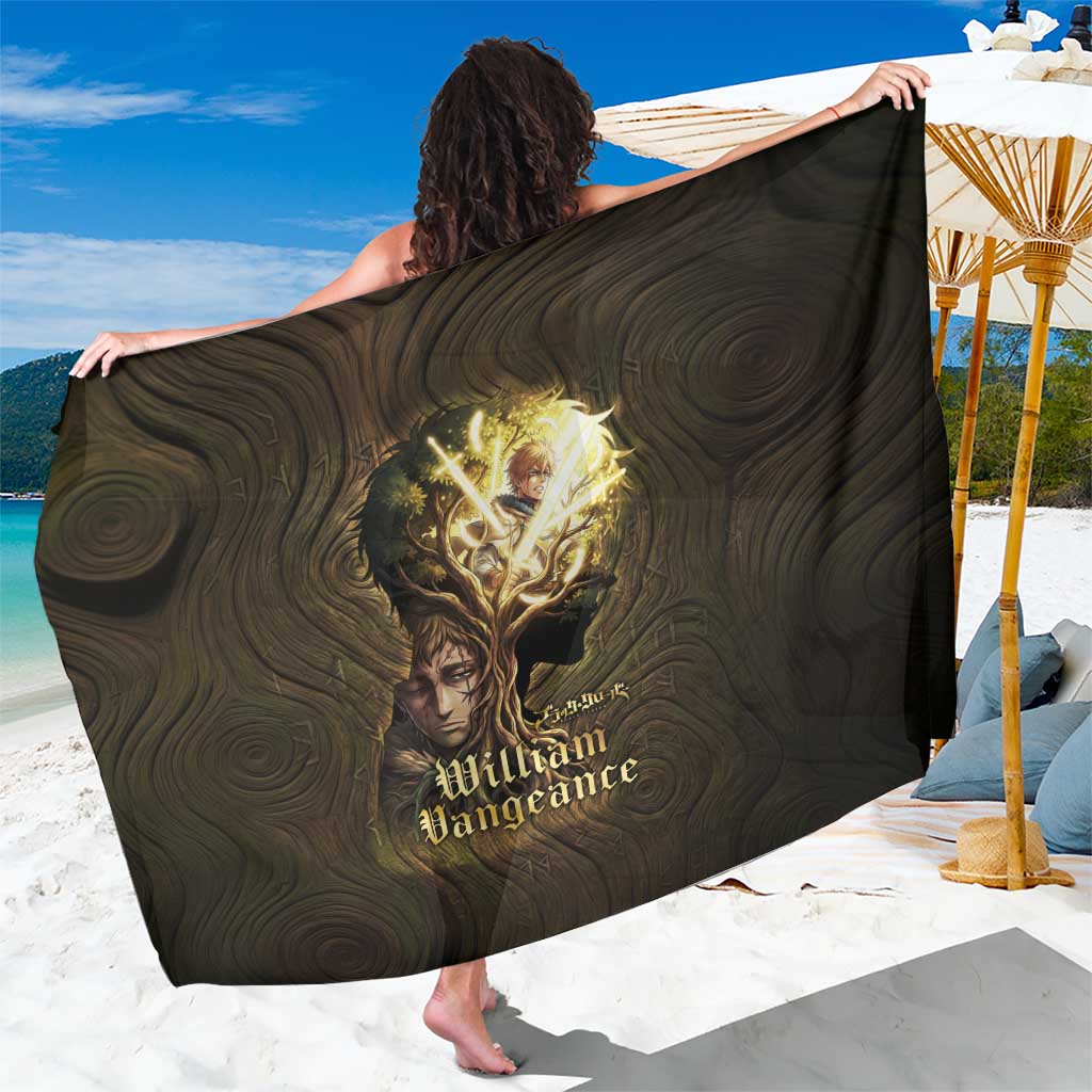 William Vangeance Black Clover Sarong Enchanted Woodgrain Style with Duality and Golden Mask Motif