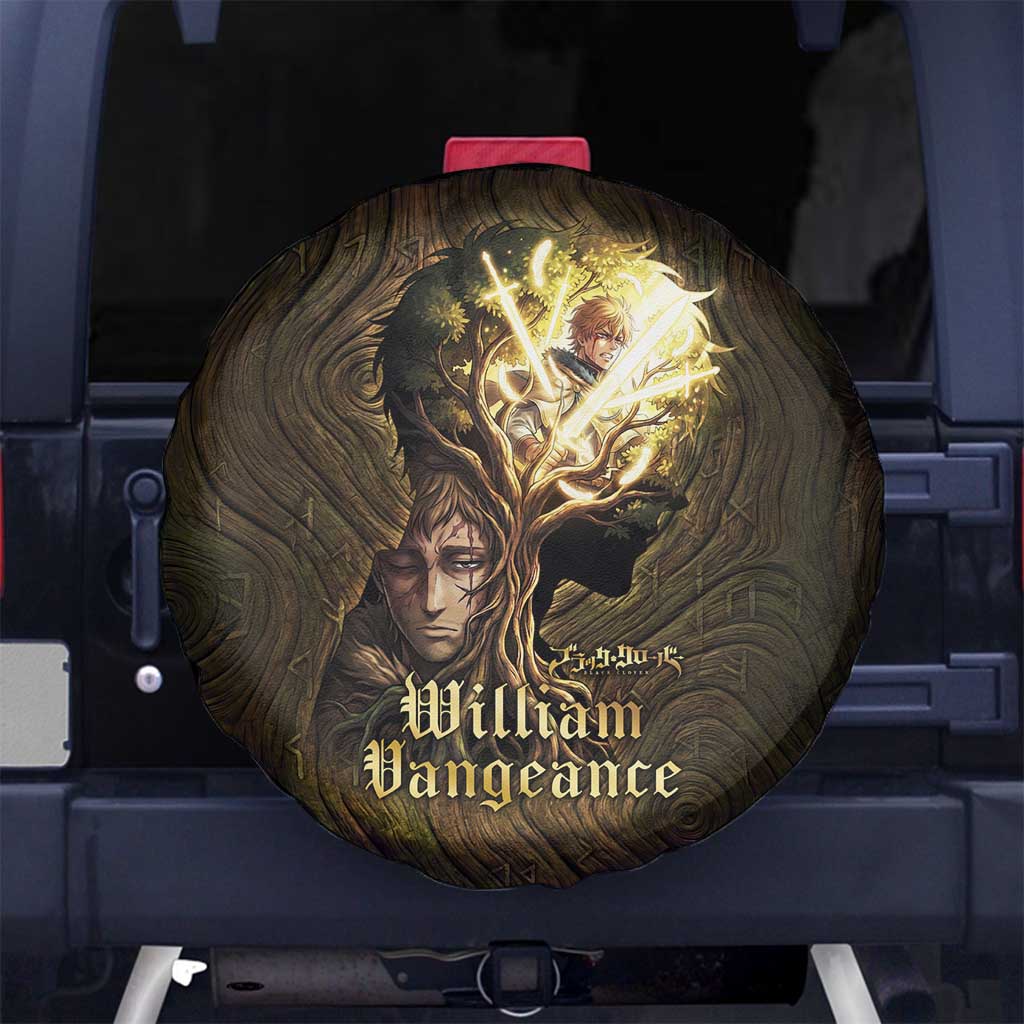 William Vangeance Black Clover Spare Tire Cover Enchanted Woodgrain Style with Duality and Golden Mask Motif