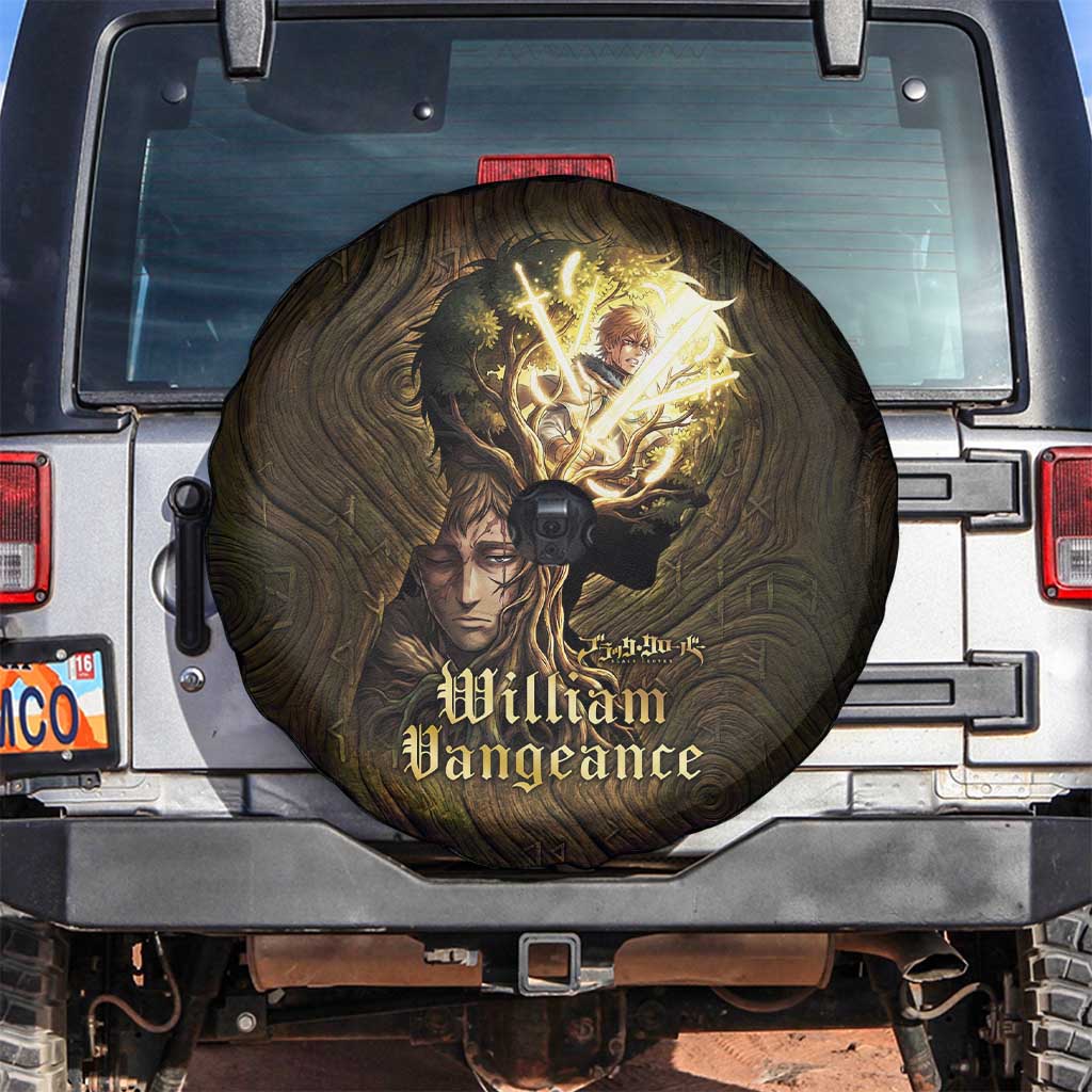 William Vangeance Black Clover Spare Tire Cover Enchanted Woodgrain Style with Duality and Golden Mask Motif