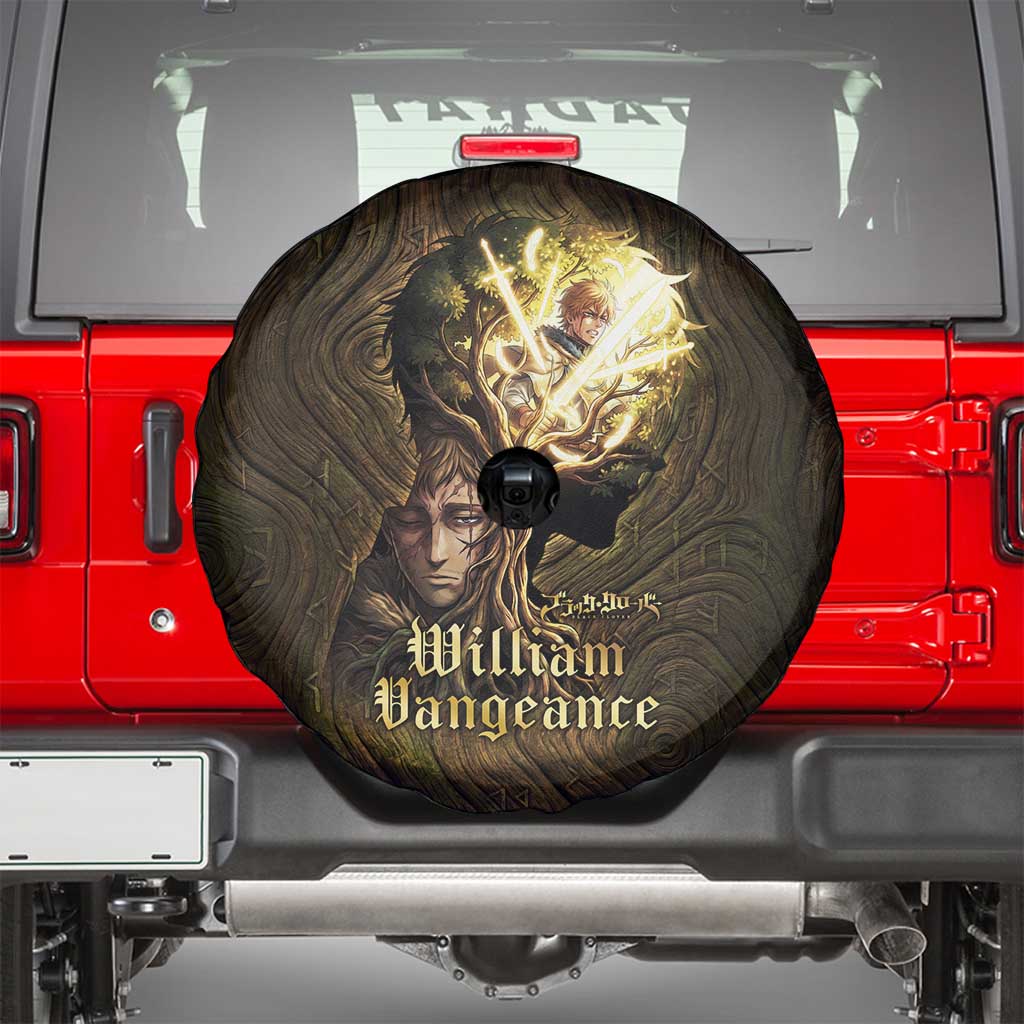 William Vangeance Black Clover Spare Tire Cover Enchanted Woodgrain Style with Duality and Golden Mask Motif